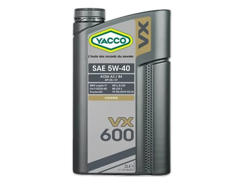 YACCO VX 600 5W40 2L/5L - 100%SINTETIC