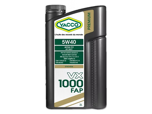 YACCO VX 1000 FAP 5W40 1L/2L/5L/60L/208L - 100%SINTETIC