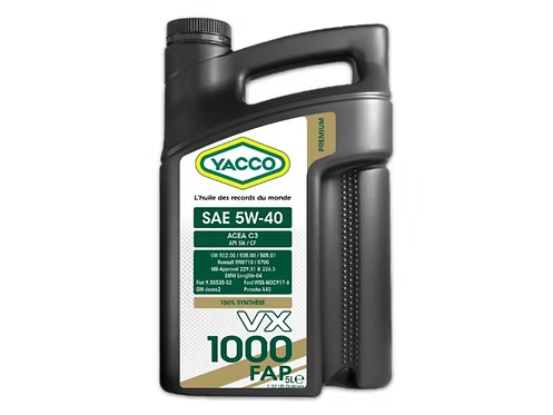 YACCO VX 1000 FAP 5W40 1L/2L/5L/60L/208L - 100%SINTETIC