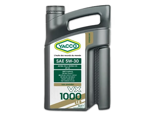 YACCO VX 1000 LE 5W30 1L/2L/5L/60L/208L - 100%SINTETIC
